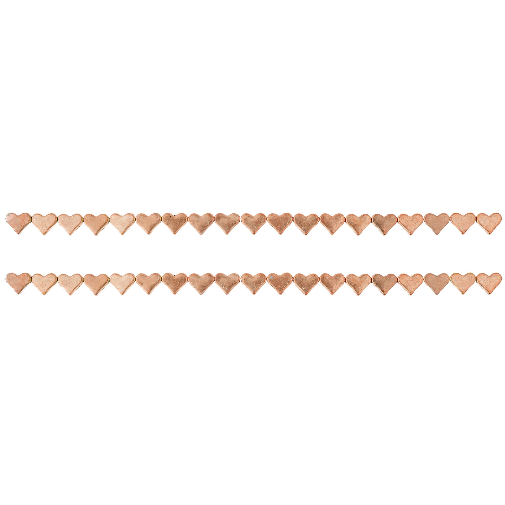 Rose Gold Metal Heart Beads, 6mm by Bead Landing™